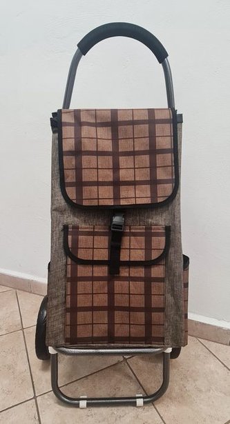 taška s kol., KÁRO hnědé, (24kg) přední, boční kapsy, textil