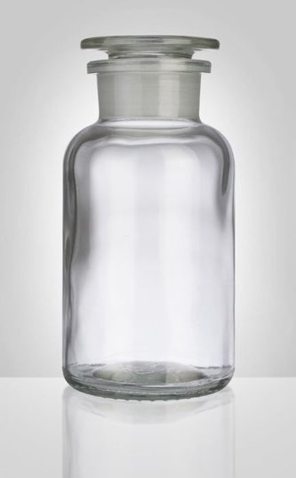 dóza-prachovnice  500ml-kul.čirá, zabr.víko, sklo