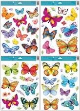 dekorace okenní MOTÝLI barevní 42x30cm, 4motivy, fólie