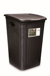 koš 50l na použ.prádlo,tm.hnědý ratan, 54,5x38x37cm,ELEG.