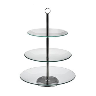 etažér 3patra,  d20/25/29cm, CARMEN, sklo/NR