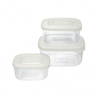 box-sada 3ks, 2,5l, 1,5l, 0,95l, čtverec krém., plast