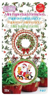 košíček d30x20mm pralinky, VĚNEC/ST.KLAUS, 50ks, papír
