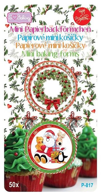 košíček d30x20mm pralinky, VĚNEC/ST.KLAUS, 50ks, papír