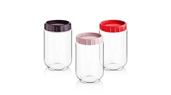 dóza 1,0l PET, šroub.víko, stohov., d9,5x17cm, plast