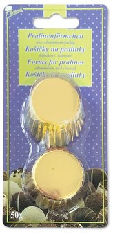 košíček d30x15mm pralinky, ZLATÝ, 50ks, hliníkový