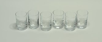 sklen.  50ml, 6ks ŠVESTKA, SHOT, panák, písk.sklo