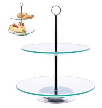etažér 2patra,  d20/d25cm, MILENA, sklo/Cr