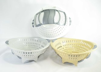 cedník d32,5x14cm stojící, otevír. dno, 2ucha, plast