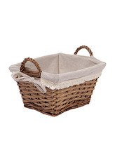 Košík obdelníkový, proutěná dekorace s látkou, barva přírodní