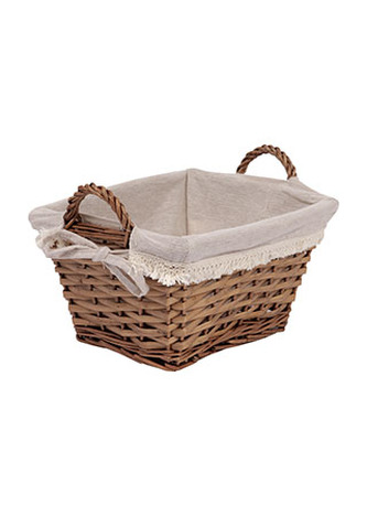 Košík obdelníkový, proutěná dekorace s látkou, barva přírodní