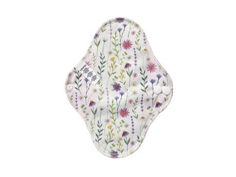 Slipová vložka (PUL) - Fialové kopretiny, sv. růžový velur (kojenecký plyš)