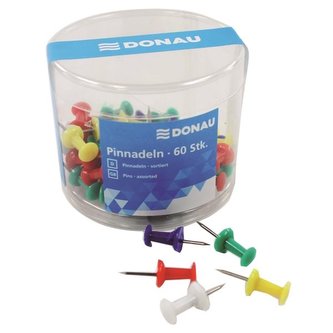 Nástěnkové připínáčky Donau, 60 ks, mix barev