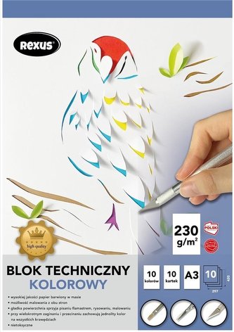 Blok techniczny A3/10K kolorowy Premium Blok techniczny A3/10K kolorowy Premium