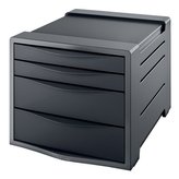 Zásuvkový box "Europost", 4 zásuvky, Vivida černá, plast, ESSELTE