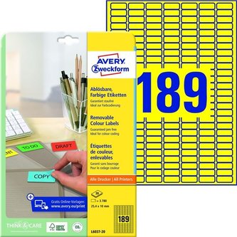 Snímat. etikety Avery,žluté,25,4 x 10 mm,3 780 ks