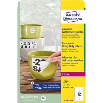 Vel.od.PE etikety snímat.-bílé,99,1x42,3mm,240ks