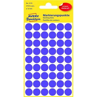 Kulaté etikety Avery, fialové, průměr 12 mm, 270ks