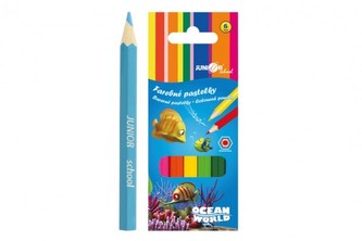 Pastelky barevné dřevo krátké Ocean World šestihranné 6 ks v krabičce 4,5x11x1cm Pastelky barevné dřevo krátké Ocean World šestihranné 6 ks v krabičce 4,5x11x1cm