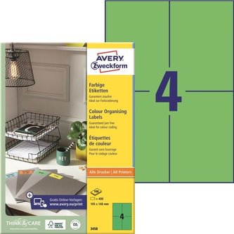 Zelené univerzální etikety, 105 x 148 mm, 400 ks