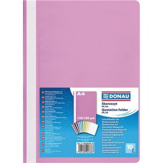 Plastové rychlovazače DONAU A4, růžové, 10 ks