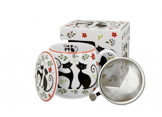 Porcelánový hrnek byliňák Etno cats 430 ml v dárkové krabičce
