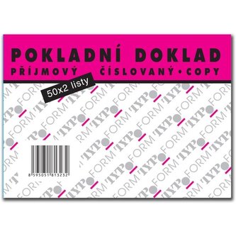 Příjmový pokladní doklad, číslovaný, 2x 50 listů