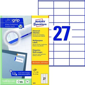 Univerzální etikety, 70 x 32 mm, 2700 ks