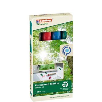 Permanentní popisovač Edding Ecoline 22, 4 barvy