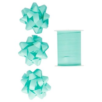 Balicí sada-3 rozety,stuha š.1cm,délka 10m,zelená