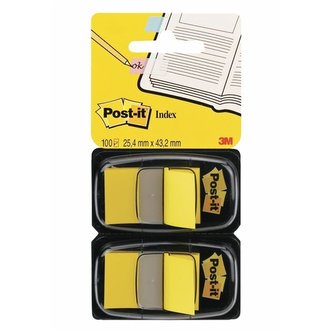 Záložky Post-it v zásobníku, žluté, 2x 50 záložek