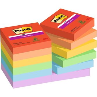 Bločky Super Sticky PLAYFUL, 47,6x47,6 mm, 12 ks