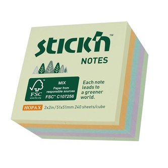 Bloček Stick'n by Hopax, 51x51 mm, pastelový