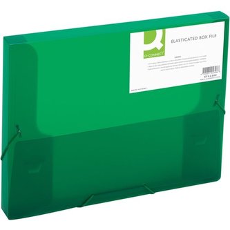 Box na spisy Q-C A4 s gumič, transp. zelená 2,5cm