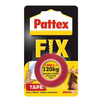 Samolepicí páska "Pattex Fix 120 kg", červená, oboustranná, 19 mm x 1,5 m, HENKEL