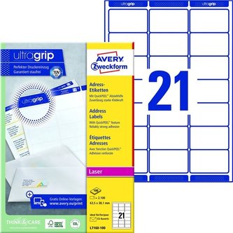 Adresní etikety, 63,5 x 38,1 mm, 2100 ks