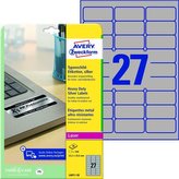 Vel.od.PE etikety Avery-stříbrné 63,5x29,6mm 540ks