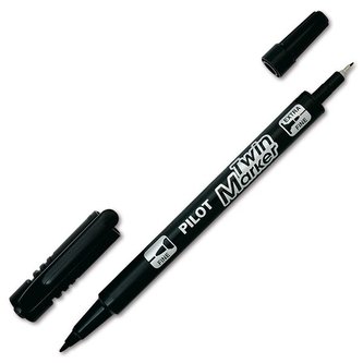 Permanentní popisovač "Twin", černá, oboustranný, 0,8/2 mm, PILOT