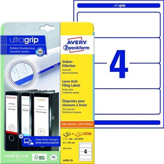 Etikety na pořadače, bílé, 192 x 61 mm, 120 ks