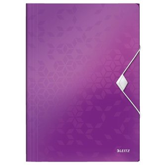 Desky na spisy "Wow", fialová, s gumičkou, PP, A4, LEITZ