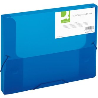 Box na spisy Q-C A4 s gumič, transp. modrá 2,5cm