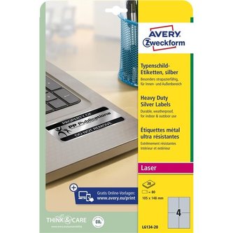 Vel.od.PE etik.Avery Zweckform-stř.,105x148mm,80ks