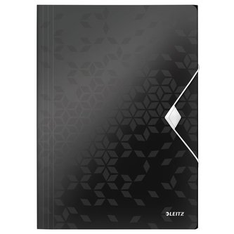 Desky s gumičkou "Wow", černá, A4, PP, LEITZ