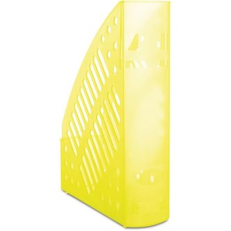 Stojan na časopisy, transparentní, žlutý, plastový, 70 mm, DONAU