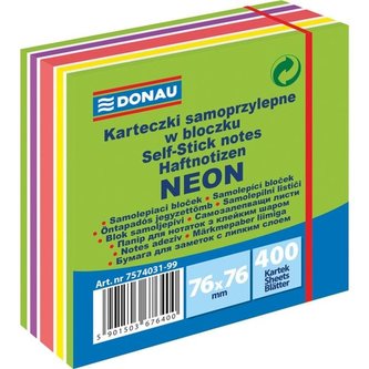 Samolep. bloček Donau - 76x76 mm, 400 l., zelené