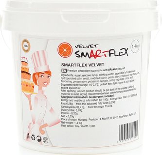 Smartflex Velvet Pomeranč 1,4 kg (Potahovací a modelovací hmota na dorty)