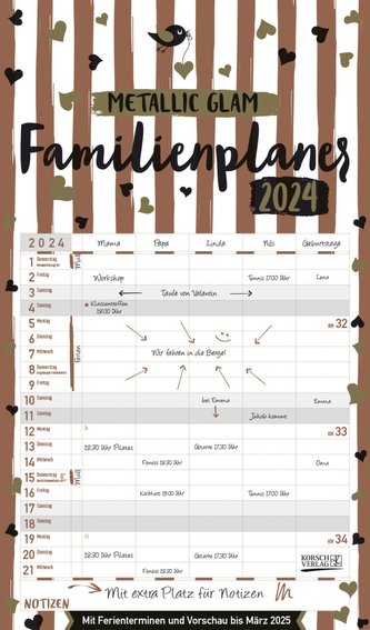 Familienplaner Metallic Glam 2024