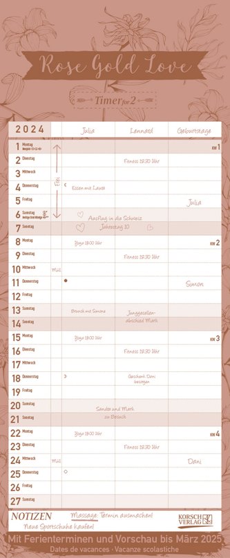 Timer für 2 Rose Gold Love 2024