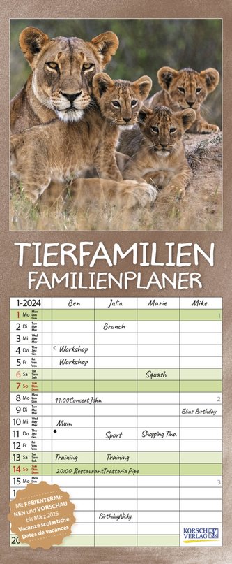 Tierfamilien Familienplaner 2024