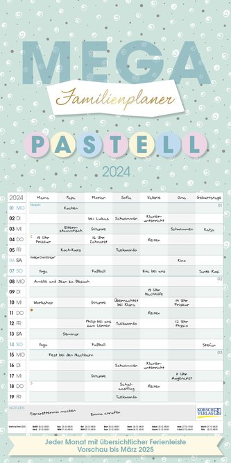Mega Familienplaner Pastell 2024